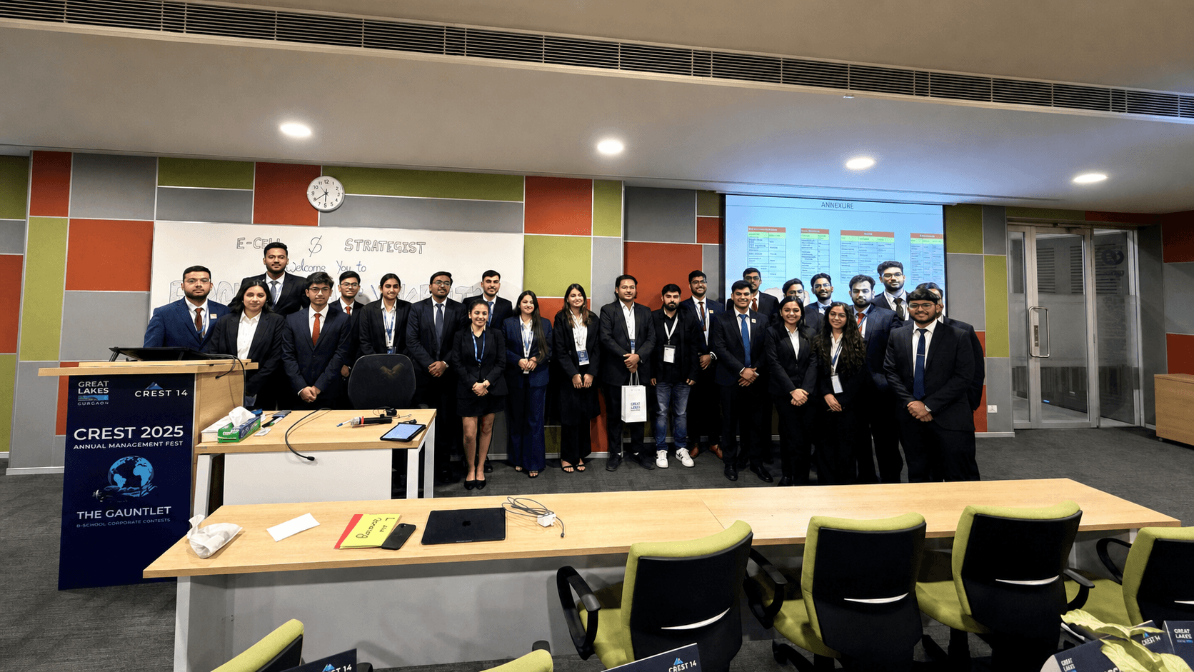 Swapnil Sahoo with participants at the CREST 2025 management fest
