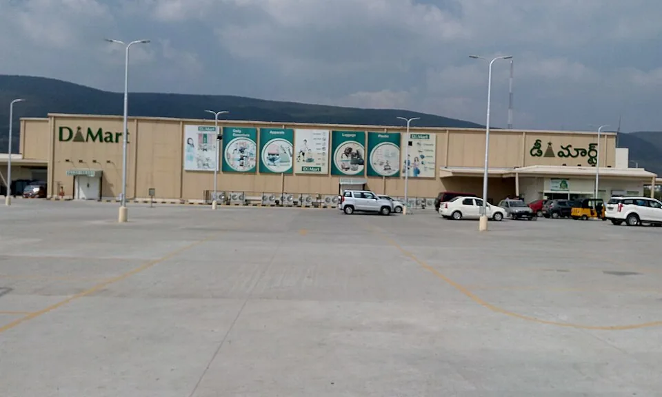 DMart storefront in Tirupati with its green-and-white signage.