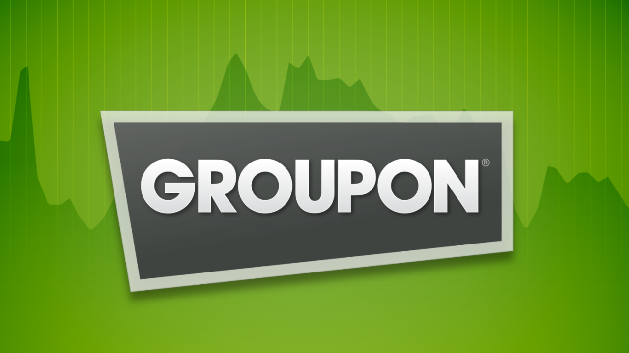 The Groupon logo on a green background
