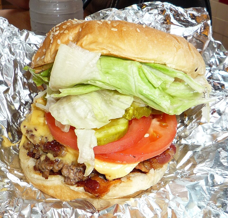 A Five Guys cheeseburger and fries